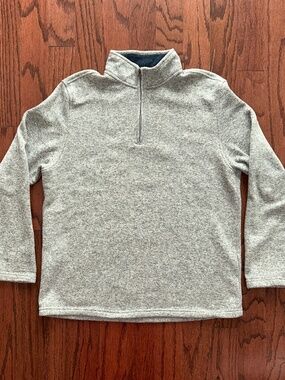IZOD Mens Heather Gray Quarter Zip Fleece Pullover Sweater Large